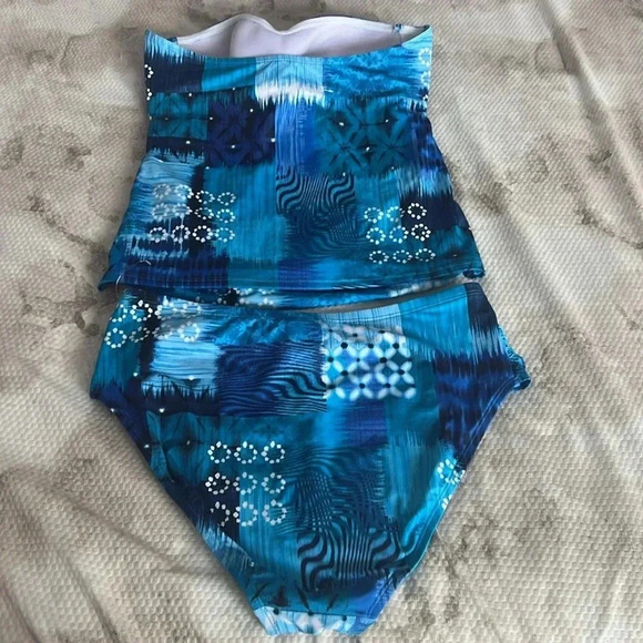 Bleu Rod Beattie Draped Bandeau Tankini, Too Hot To Handle Size 10 - Picture 7 of 8